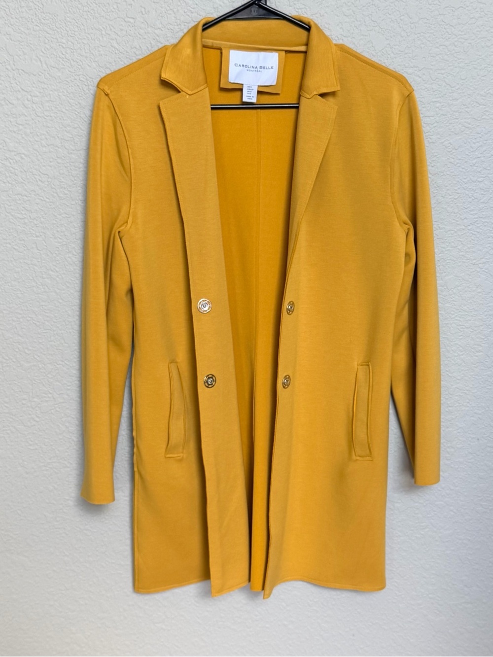 Carolina‎ Belle Montreal Womens Mustard Yellow  Open Front Blazer Jacket Small